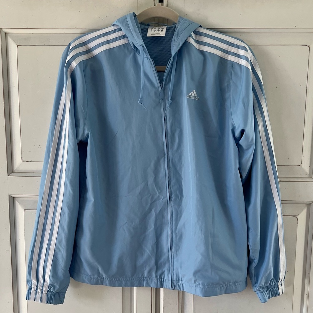 RARE NWOT Adidas Light Blue Windbreaker Jacket